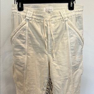 Anthropologie Cream Drawstring Pants